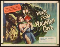 4t021 BEAST FROM HAUNTED CAVE 1/2sh '59 best art of near-naked girl & blood-starve ghoul from Hell