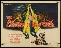 4t026 COLOSSUS OF NEW YORK 1/2sh '58 great artwork of robot monster holding sexy girl & attacking!