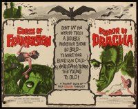 4t027 CURSE OF FRANKENSTEIN/HORROR OF DRACULA 1/2sh '64 greatest double creature feature!
