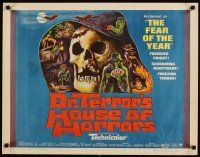 4t033 DR. TERROR'S HOUSE OF HORRORS 1/2sh '65 Christopher Lee, cool horror montage art!