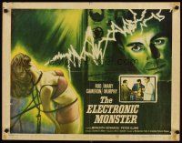 4t036 ELECTRONIC MONSTER 1/2sh '60 Rod Cameron, artwork of sexy girl shocked by electricity!