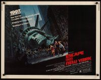 4t038 ESCAPE FROM NEW YORK 1/2sh '81 John Carpenter, art of decapitated Lady Liberty by Barry E. Jackson!