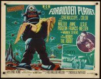 4t039 FORBIDDEN PLANET style B 1/2sh '56 classic art of Robby the Robot carrying sexy Anne Francis!
