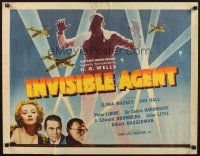 4t052 INVISIBLE AGENT 1/2sh '42 fx image of invisible man with WWII airplanes, Peter Lorre