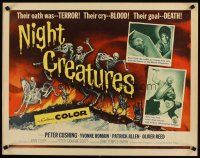 4t062 NIGHT CREATURES 1/2sh '62 Hammer, great horror art of skeletons riding skeleton horses!