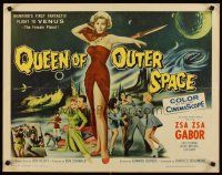 4t068 QUEEN OF OUTER SPACE 1/2sh '58 artwork of sexy full-length Zsa Zsa Gabor on Venus!
