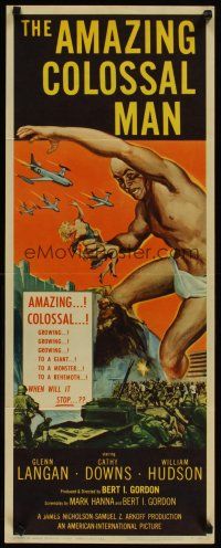 4t083 AMAZING COLOSSAL MAN insert '57 AIP, Bert I. Gordon, art of giant monster by Albert Kallis!