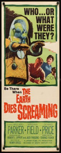 4t101 EARTH DIES SCREAMING insert '64 Terence Fisher sci-fi, wacky monster, who or what were they?