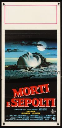 4t255 DEAD & BURIED Italian locandina '81 wild horror art of person buried up to neck by Campanile!
