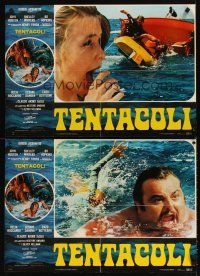 4t251 TENTACLES set of 10 Italian photobustas '77 Tentacoli, AIP, John Huston, Fonda, Bo Hopkins!