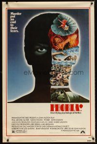 4t176 PHOBIA 1sh '80 directed by John Huston, cool art of crazy psychiatrist by Alex Ebel!
