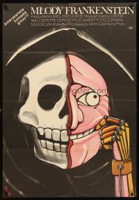 4t212 YOUNG FRANKENSTEIN Polish 27x38 '79 Mel Brooks, wild Jerzy Flisak art of skull man!