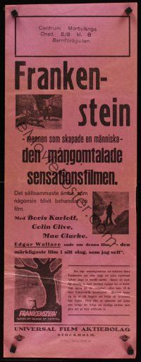 4t209 FRANKENSTEIN Swedish stolpe '32 great close up artwork of Boris Karloff as the monster!