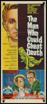 4w976 MAN WHO COULD CHEAT DEATH Aust daybill '59 Hammer horror, Richardson Studio artwork!
