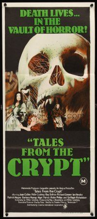 4w991 TALES FROM THE CRYPT Aust daybill '72 Cushing, Joan Collins, E.C. comics, cool skull image!