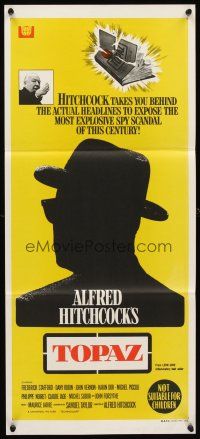 4w994 TOPAZ Aust daybill '69 Alfred Hitchcock, John Forsythe, spy scandal of this century!