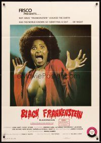 4w515 BLACKENSTEIN 1sh '72 Black Frankenstein, wild image of sexy nearly naked woman screaming!
