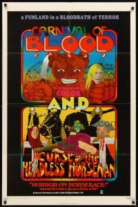 4w560 CURSE OF THE HEADLESS HORSEMAN/CARNIVAL OF BLOOD 1sh '72 psychedelic horror double bill!