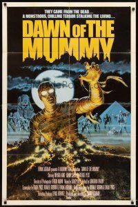 4w561 DAWN OF THE MUMMY int'l 1sh '81 cool artwork of the undead rising from the desert ground!
