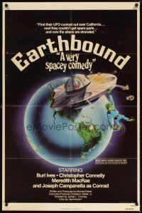 4w580 EARTHBOUND 1sh '81 Burl Ives, Christopher Connelly, cool alien UFO art!