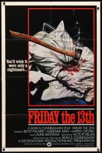 4w600 FRIDAY THE 13th int'l 1sh '81 great different Joann art, slasher horror classic!