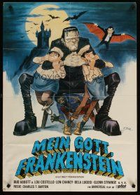 4w876 ABBOTT & COSTELLO MEET FRANKENSTEIN German R70 Wolfman & Dracula after Bud & Lou, Dill art!