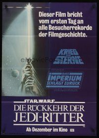 4w906 RETURN OF THE JEDI teaser German '83 George Lucas classic, art of hands holding lightsaber!