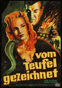 4w908 SNAKE WOMAN German '61 sexy serpent-girl Susan Travers terrorizes town, cool art!