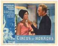 4w145 CIRCUS OF HORRORS LC #8 '60 Anton Differing looks at disfigured pretty girl in dressing room!