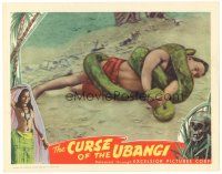 4w157 CURSE OF THE UBANGI LC '47 cool close up of man on ground wrestling a giant snake!