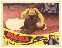 4w179 DRACULA LC #6 R51 Tod Browning, c/u of crazed Dwight Frye kneeling over unconscious maid!