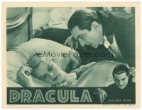4w176 DRACULA LC R38 creepy vampire Bela Lugosi leans over Frances Dade sleeping in bed!