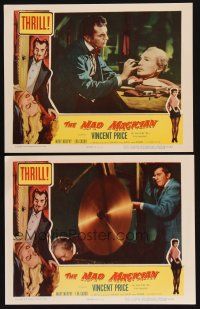 4w482 MAD MAGICIAN 2 LCs '54 Vincent Price is a crazy magician who performs dangerous tricks!