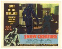 4w314 SNOW CREATURE LC #7 '54 close up of the abominable Yeti approaching terrified policeman!