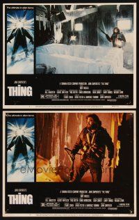 4w486 THING 2 LCs '82 John Carpenter, cool sci-fi horror border art, Kurt Russell!