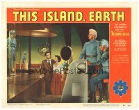 4w332 THIS ISLAND EARTH LC #6 '55 Rex Reason & Faith Domergue on spaceship with alien Jeff Morrow!