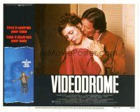 4w343 VIDEODROME LC #8 '83 David Cronenberg, c/u of James Woods & sexy Debbie Harry wearing towel!