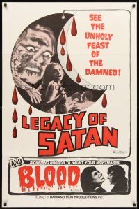 4w648 LEGACY OF SATAN/BLOOD 1sh '70s vampire horror double-bill, wild images!