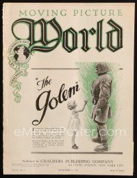 4w005 MOVING PICTURE WORLD exhibitor magazine September 10, 1921 great art cover ad for The Golem!