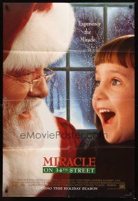 4w664 MIRACLE ON 34th STREET advance DS 1sh '94 Richard Attenborough as Santa!