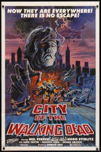 4w681 NIGHTMARE CITY 1sh R84 wild artwork from Umberto Lenzi's City of the Walking Dead!