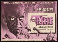 4w842 TERROR pressbook '63 art of Boris Karloff & girls in web by Reynold Brown, Roger Corman