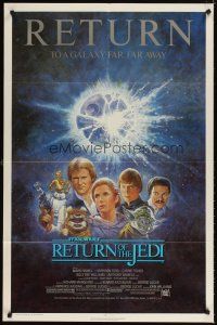 4w708 RETURN OF THE JEDI 1sh R85 George Lucas classic, Mark Hamill, Harrison Ford, Jung art!