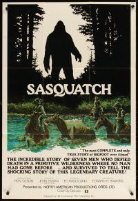 4w715 SASQUATCH 1sh '78 cool art of men searching for Bigfoot in the woods by Marv Boggs!