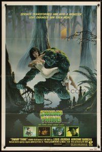 4w745 SWAMP THING 1sh '82 Wes Craven, Richard Hescox art of him holding sexy Adrienne Barbeau!