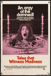4w746 TALES THAT WITNESS MADNESS 1sh '73 wacky screaming head on food platter horror image!