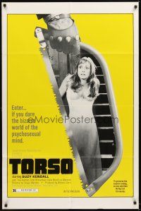 4w758 TORSO 1sh '73 directed by Sergio Martino, sexy Suzy Kendall, bizarre psychosexual minds!