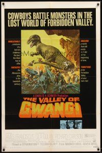 4w761 VALLEY OF GWANGI 1sh '69 Ray Harryhausen, great artwork of cowboys vs dinosaurs!