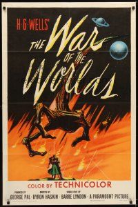 4w488 WAR OF THE WORLDS 1sh '53 H.G. Wells classic produced by George Pal, incredible art!