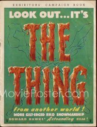 4w849 THING English pressbook '51 Howard Hawks classic horror, full-color art from 1sheet!